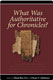 Ehud Ben Zvi & Diana V. Edelman, eds., What Was Authoritative for Chronicles?